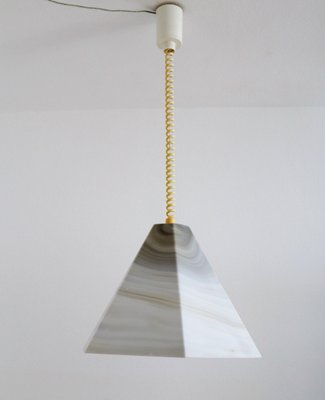 Mid-Century Pendant Lamp in Glass with Marble Effect & Curly Cable, 1970s-VNE-1011509