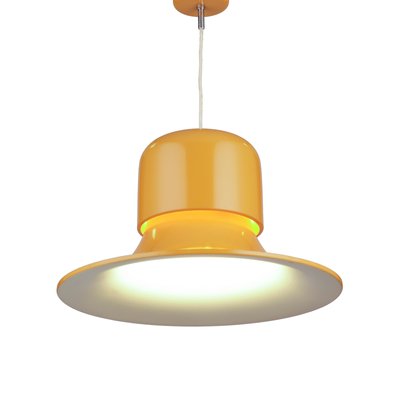 Mid-Century Pendant Lamp in Mustard Yellow from Stilnovo, Italy, 1970s-QBR-990476