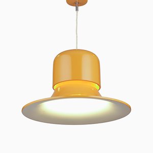 Mid-Century Pendant Lamp in Mustard Yellow from Stilnovo, Italy, 1970s-QBR-990476