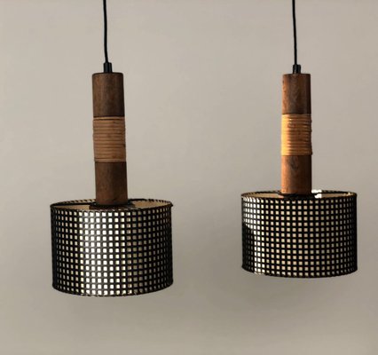 Mid-Century Pendant Lamp with 3 Elements from Werkstätte Hagenauer Wien, Austria, 1950s-BAF-763463