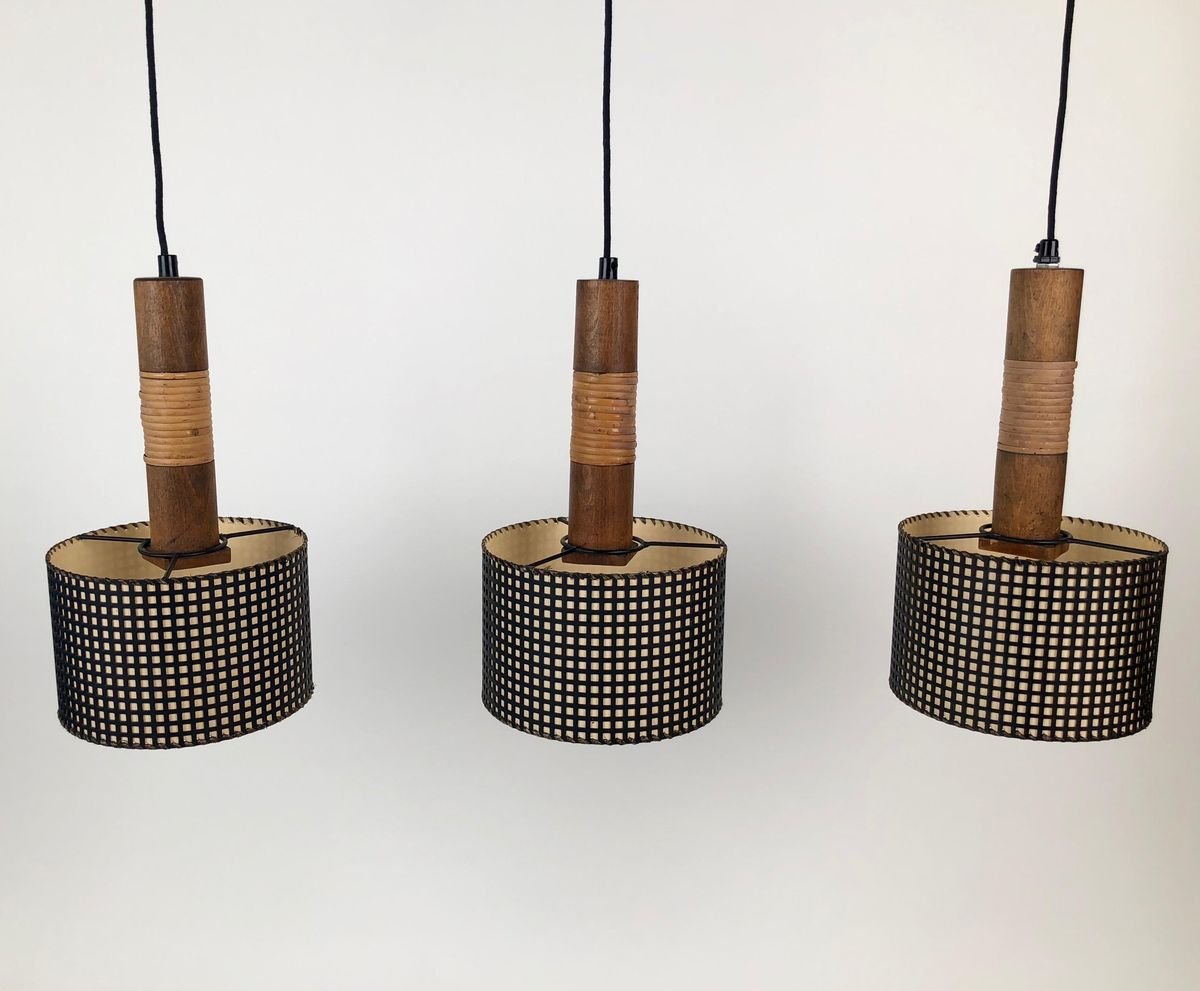 Mid-Century Pendant Lamp with 3 Elements from Werkstätte Hagenauer Wien, Austria, 1950s