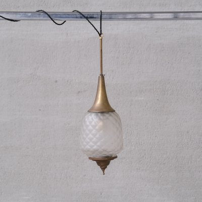 Mid-Century Pendant Light in Brass and Glass Etched, 1950s-JRP-1720745