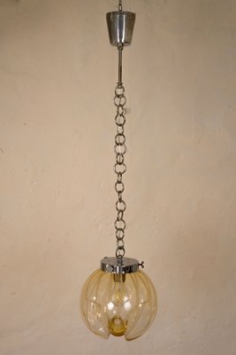 Mid-Century Pendant Light With Murano Blown Glass Globe, Italy-QES-1292907