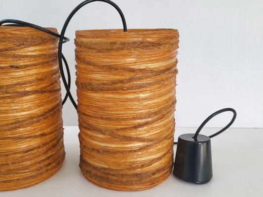 Mid-Century Pendant Lights in Resin & Rope from Accolay, 1960s, Set of 2-CGX-1718418