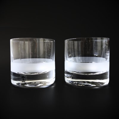 Mid-Century Perfekt Whiskey Glasses with Frosted Ribbon from Skruf, Set of 4-JKV-1787135