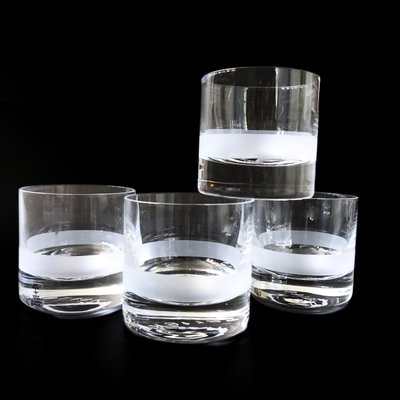 Mid-Century Perfekt Whiskey Glasses with Frosted Ribbon from Skruf, Set of 4-JKV-1787135