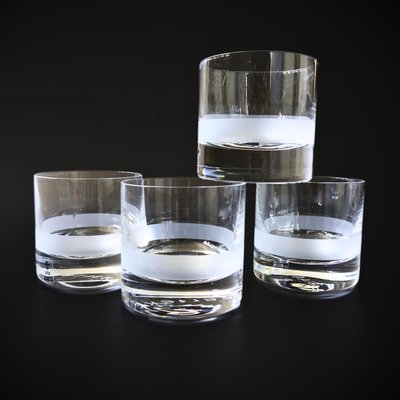 Mid-Century Perfekt Whiskey Glasses with Frosted Ribbon from Skruf, Set of 4-JKV-1787135