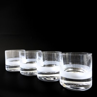 Mid-Century Perfekt Whiskey Glasses with Frosted Ribbon from Skruf, Set of 4-JKV-1787135