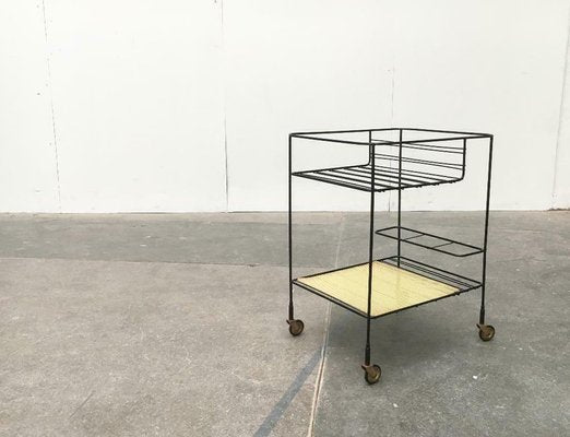 Mid-Century Perforated Metal Bar Serving Cart-UAH-1078808