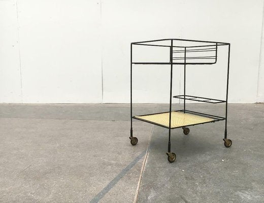 Mid-Century Perforated Metal Bar Serving Cart-UAH-1078808