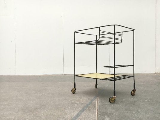 Mid-Century Perforated Metal Bar Serving Cart-UAH-1078808