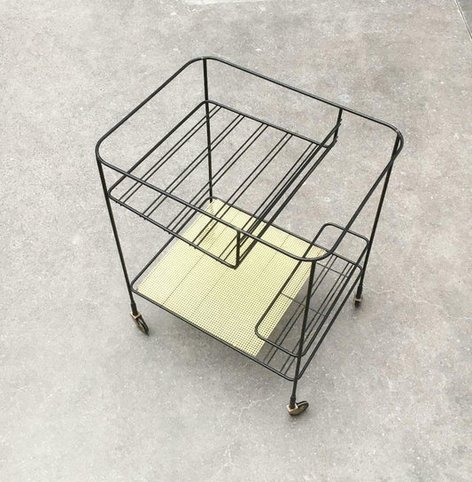 Mid-Century Perforated Metal Bar Serving Cart