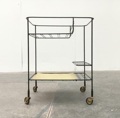 Mid-Century Perforated Metal Bar Serving Cart-UAH-1078808