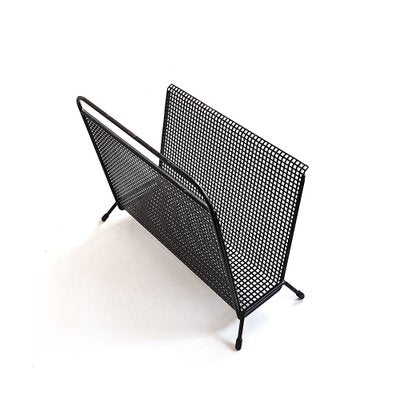 Mid-Century Perforated Metal Magazine Rack & Shelf, Set of 2-NUX-1275121