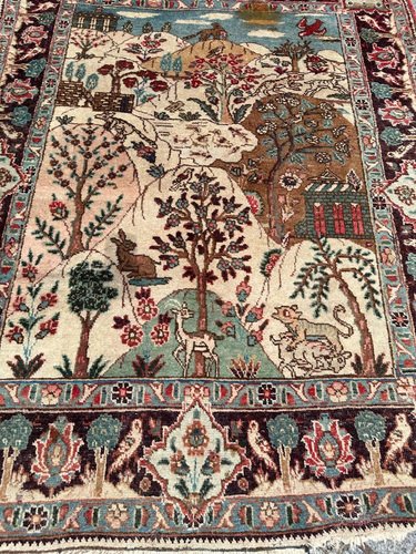 Mid-Century Pictural Tabriz Rug, 1940s