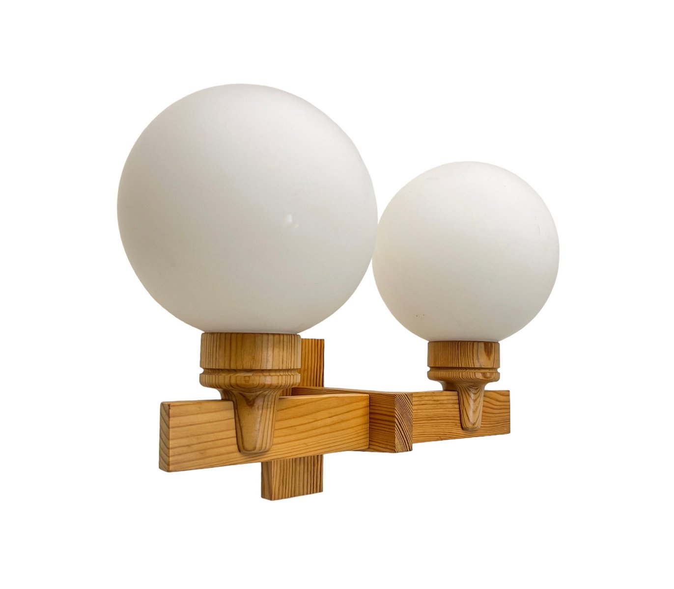 Mid-Century Pine and Opaline Wall Lamp by Uno Dahlén for Aneta, 1970s