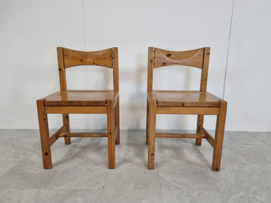 Mid-Century Pine Wood Dining Chairs by Ilmari Tapiovaara, 1960s, Set of 2