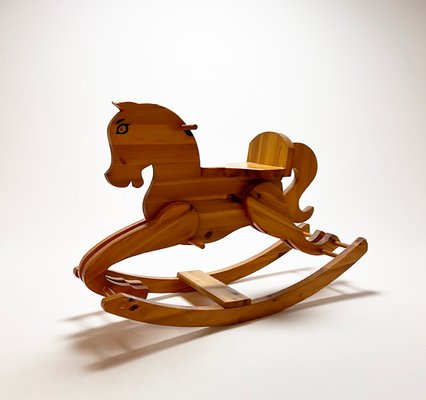 Mid-Century Pine Wood Rocking Horse, 1960s-RMX-1170309