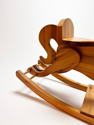 Mid-Century Pine Wood Rocking Horse, 1960s-RMX-1170309