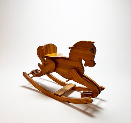 Mid-Century Pine Wood Rocking Horse, 1960s-RMX-1170309