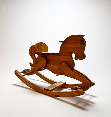 Mid-Century Pine Wood Rocking Horse, 1960s-RMX-1170309