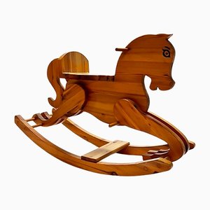 Mid-Century Pine Wood Rocking Horse, 1960s-RMX-1170309