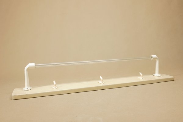 Mid-Century Pinewood and Glass Towel Rack from Tröger und Clauk, 1960s-YGX-586198