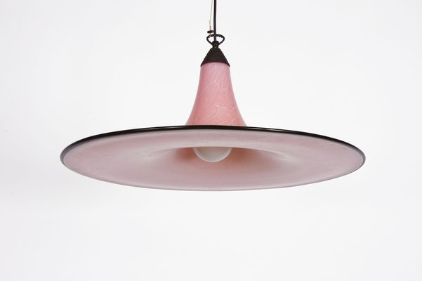 Mid-Century Pink and Black Murano Glass Pendant Light from Seguso, 1970s-JDR-1125937