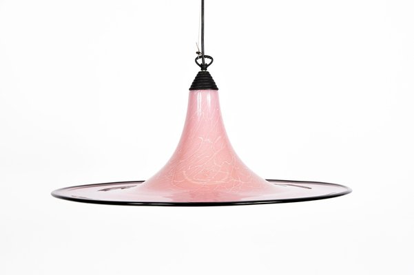 Mid-Century Pink and Black Murano Glass Pendant Light from Seguso, 1970s-JDR-1125937