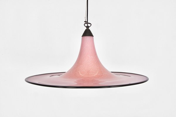 Mid-Century Pink and Black Murano Glass Pendant Light from Seguso, 1970s-JDR-1125937