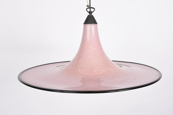 Mid-Century Pink and Black Murano Glass Pendant Light from Seguso, 1970s-JDR-1125937