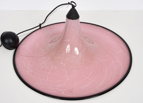 Mid-Century Pink and Black Murano Glass Pendant Light from Seguso, 1970s-JDR-1125937