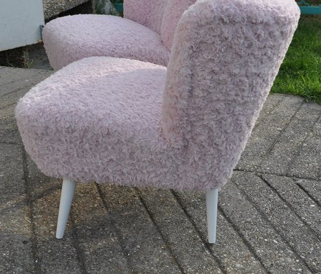 Mid-Century Pink Faux Fur Lounge Chair, 1960s-OXJ-628008