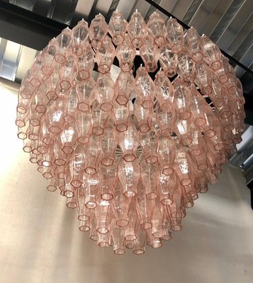 Mid-Century Pink Murano Round Polyhedra Chandelier, 1970s-UH-883334