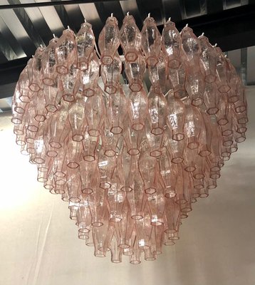 Mid-Century Pink Murano Round Polyhedra Chandelier, 1970s-UH-883334