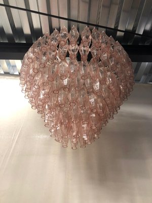 Mid-Century Pink Murano Round Polyhedra Chandelier, 1970s-UH-883334