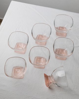 Mid-Century Pink, Peach and Clear Murano Glass Drinking Glasses, Italy, 1970s-HVJ-2026488