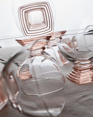 Mid-Century Pink, Peach and Clear Murano Glass Drinking Glasses, Italy, 1970s-HVJ-2026488