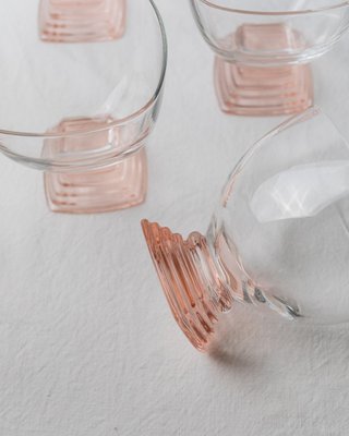 Mid-Century Pink, Peach and Clear Murano Glass Drinking Glasses, Italy, 1970s-HVJ-2026488