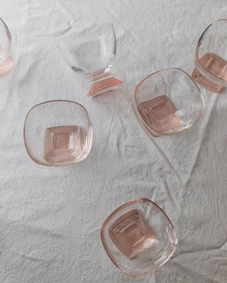 Mid-Century Pink, Peach and Clear Murano Glass Drinking Glasses, Italy, 1970s-HVJ-2026488