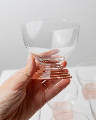 Mid-Century Pink, Peach and Clear Murano Glass Drinking Glasses, Italy, 1970s-HVJ-2026488