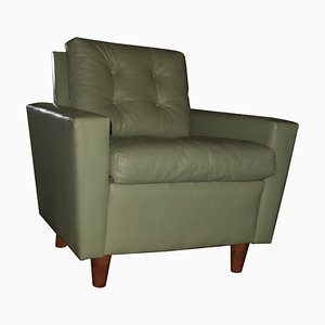 Mid-Century Pistachio Leather Lounge Chairs, Set of 2-ED-666955