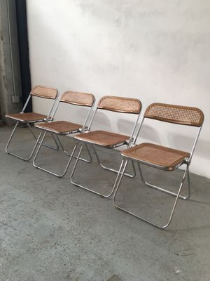 Mid-Century Plia Cane Dining Chairs by Giancarlo Piretti for Castelli / Anonima Castelli, Set of 4-GGK-784508