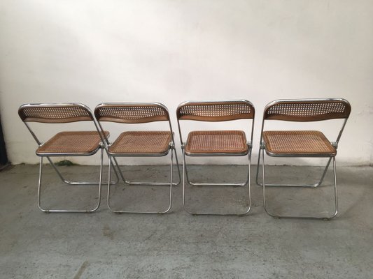 Mid-Century Plia Cane Dining Chairs by Giancarlo Piretti for Castelli / Anonima Castelli, Set of 4-GGK-784508