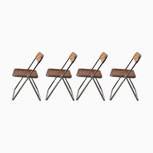 Mid-Century Plia Cane Dining Chairs by Giancarlo Piretti for Castelli / Anonima Castelli, Set of 4-GGK-784508