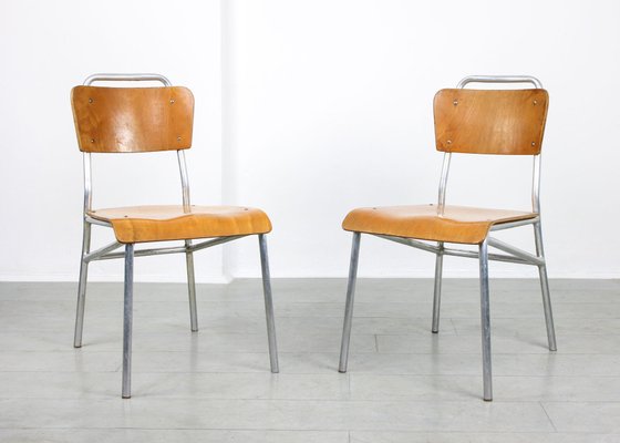 Mid-Century Plywood & Aluminum Desk Chairs, Set of 2-HGJ-1438490