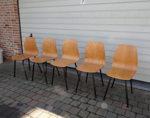 Mid-Century Plywood Chairs, 1960s, Set of 5-AWL-1279403