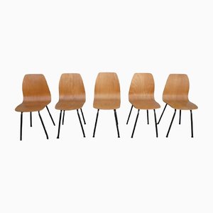 Mid-Century Plywood Chairs, 1960s, Set of 5-AWL-1279403