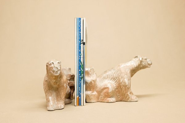 Mid-Century Polar Bear Bookends from GP. reg., Set of 2-YGX-582659