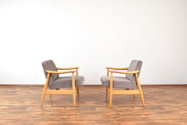 Mid-Century Polish Lounge Chairs by J. Kędziorek, 1960s, Set of 2-LOT-2038172